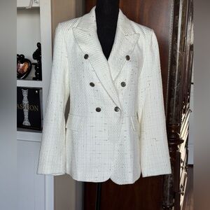Mina‎ Self Tweed Double-Breasted Blazer